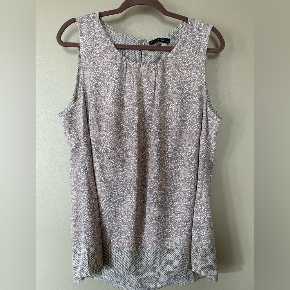 Rose & Olive muted pink/beige, sleeveless blouse